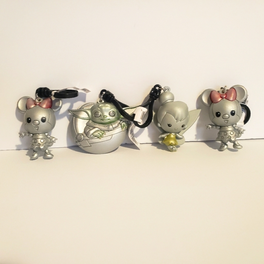 Disney 100 Series 1 Figural 3D Blind Bag Clips Lot of 4 Grogu Minnie Tinkerbell